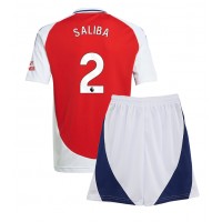 Camiseta Arsenal William Saliba #2 Primera Equipación para niños 2024-25 manga corta (+ pantalones cortos)